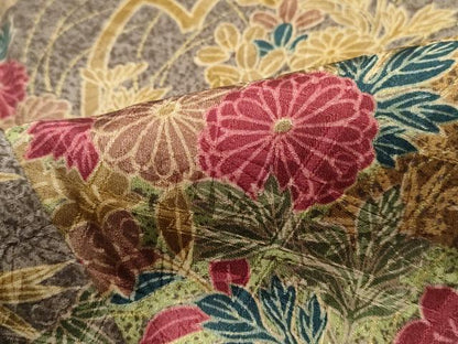 平和屋着物■上質な小紋　草花文　松竹梅　金彩　正絹　逸品　DABI1643qa