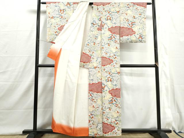 平和屋着物■上質な小紋　草花文　金彩　正絹　逸品　DABI1644qa