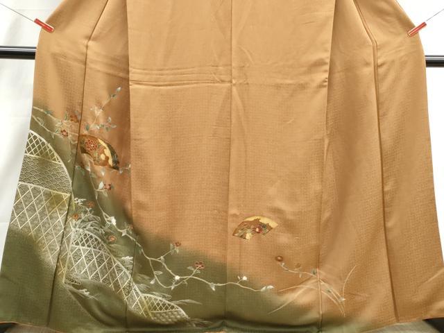 平和屋着物■訪問着　流水地紙椿文　暈し染め　金銀彩　正絹　逸品　DABI1645qa