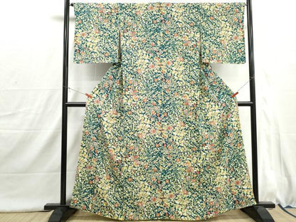 平和屋着物■上質な小紋　枝花尽くし文　正絹　逸品　DABI1646qa