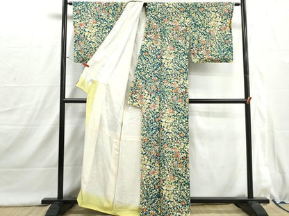 平和屋着物■上質な小紋　枝花尽くし文　正絹　逸品　DABI1646qa