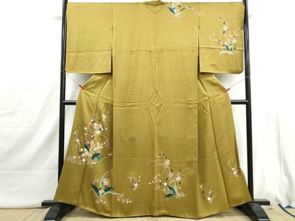 平和屋着物■訪問着　駒刺繍　枝花文　金彩　正絹　逸品　DABI1654qa