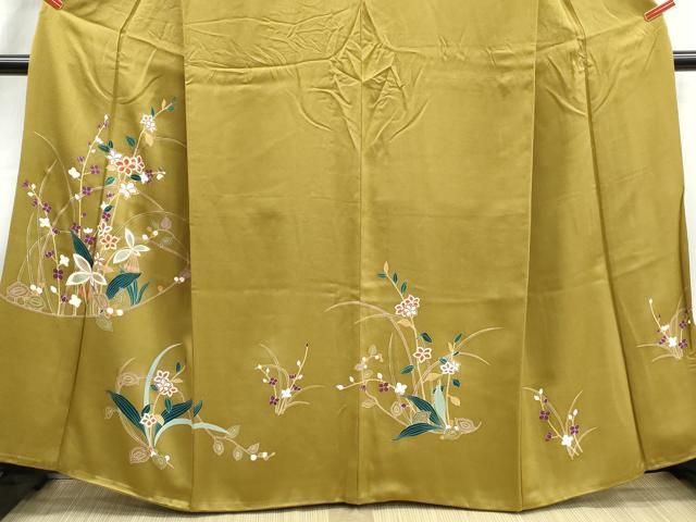 平和屋着物■訪問着　駒刺繍　枝花文　金彩　正絹　逸品　DABI1654qa