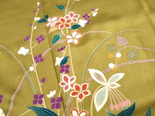 平和屋着物■訪問着　駒刺繍　枝花文　金彩　正絹　逸品　DABI1654qa