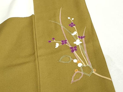 平和屋着物■訪問着　駒刺繍　枝花文　金彩　正絹　逸品　DABI1654qa