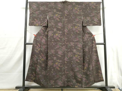 平和屋着物■上質な小紋　草花文　正絹　逸品　DABI1655qa