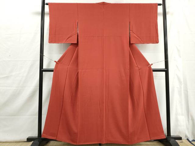 平和屋着物■上質な色無地　紅海老茶色　正絹　逸品　DABI1663qa