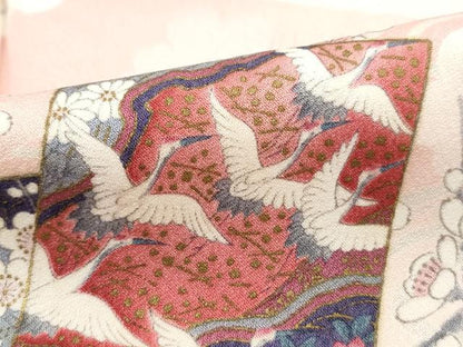 平和屋着物■上質な小紋　重ね色紙枝梅文　鶴　暈し染め　金彩　正絹　逸品　DABI1667qa