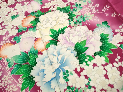 平和屋着物■豪華振袖　牡丹枝梅文　暈し染め　銀彩　正絹　逸品　DABI1670qa