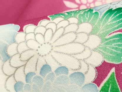 平和屋着物■豪華振袖　牡丹枝梅文　暈し染め　銀彩　正絹　逸品　DABI1670qa