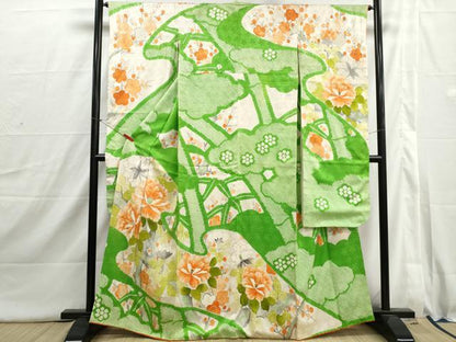 平和屋着物■豪華振袖　絞り　枝花文　牡丹　正絹　逸品　DABI1677qa