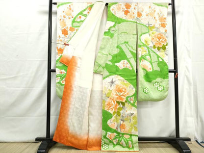 平和屋着物■豪華振袖　絞り　枝花文　牡丹　正絹　逸品　DABI1677qa