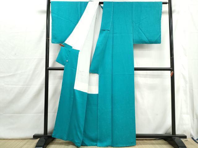 平和屋着物■上質な色無地　小花尽くし地紋　浅葱色　さが美扱い　正絹　逸品　DABI1678qa