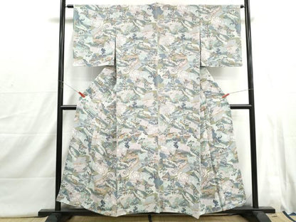 平和屋着物■上質な小紋　色紙人物風景文　胴抜き仕立て　正絹　逸品　DABI1682qa