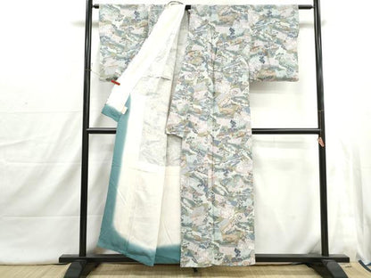 平和屋着物■上質な小紋　色紙人物風景文　胴抜き仕立て　正絹　逸品　DABI1682qa