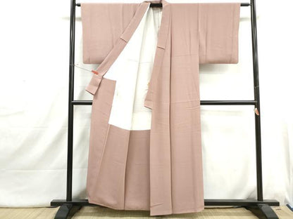平和屋着物■上質な色無地　薄柿色　正絹　逸品　DABI1684qa