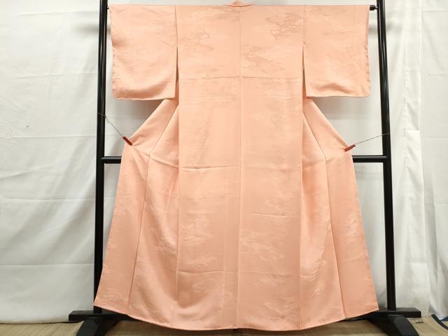 平和屋着物■上質な色無地　絵巻立波地紋　ときがら茶色　正絹　逸品　DABI1685qa