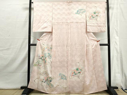 平和屋着物■訪問着　扇面花文　暈し染め　正絹　逸品　DABI1687qa