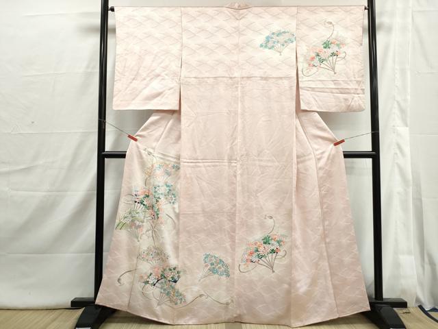 平和屋着物■訪問着　扇面花文　暈し染め　正絹　逸品　DABI1687qa