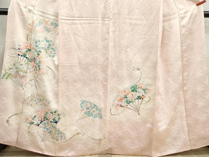 平和屋着物■訪問着　扇面花文　暈し染め　正絹　逸品　DABI1687qa