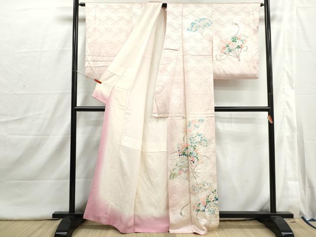 平和屋着物■訪問着　扇面花文　暈し染め　正絹　逸品　DABI1687qa