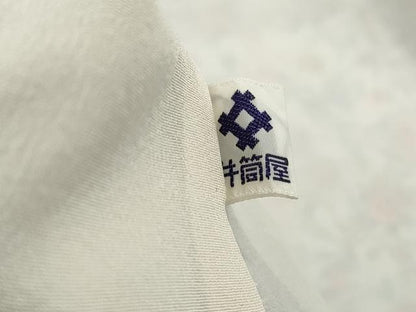 平和屋着物■上質な小紋　型染め　更紗花文　鬼しぼ縮緬　井筒屋謹製　正絹　逸品　DABI1688qa