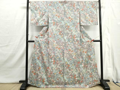 平和屋着物■上質な小紋　絞り　舞桜文　暈し染め　金彩　正絹　逸品　DABI1689qa