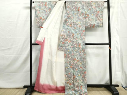 平和屋着物■上質な小紋　絞り　舞桜文　暈し染め　金彩　正絹　逸品　DABI1689qa