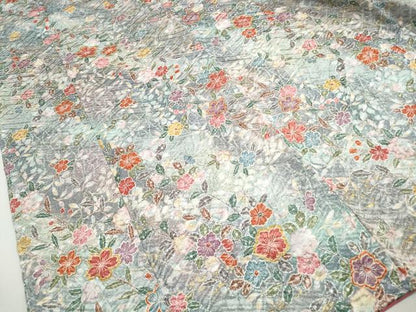 平和屋着物■上質な小紋　絞り　舞桜文　暈し染め　金彩　正絹　逸品　DABI1689qa