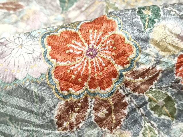 平和屋着物■上質な小紋　絞り　舞桜文　暈し染め　金彩　正絹　逸品　DABI1689qa