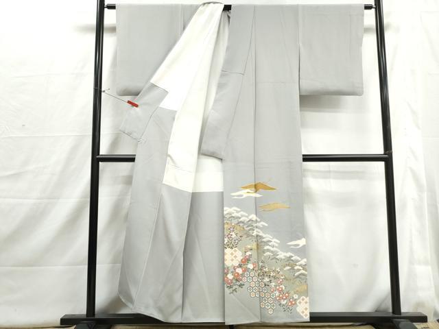 平和屋着物■豪華色留袖　駒刺繍　飛鶴花松文　暈し染め　金彩　正絹　逸品　DABI1692qa