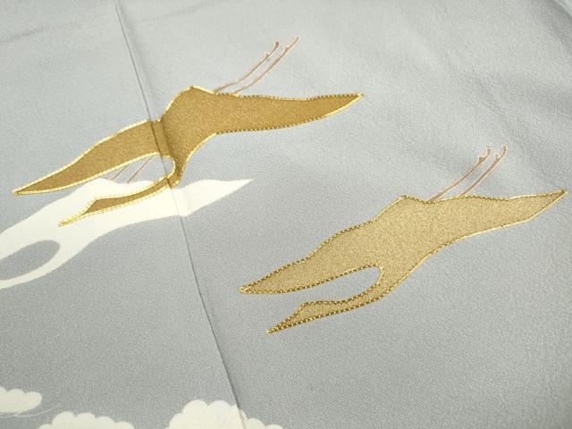 平和屋着物■豪華色留袖　駒刺繍　飛鶴花松文　暈し染め　金彩　正絹　逸品　DABI1692qa