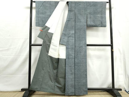 平和屋着物■上質な紬　幾何学間道　正絹　逸品　DABI1694qa