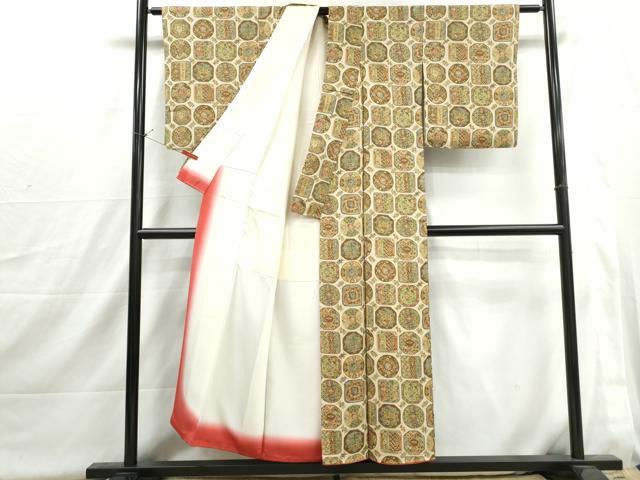 平和屋着物■上質な小紋　抽象花文　正絹　逸品　DABI1697qa