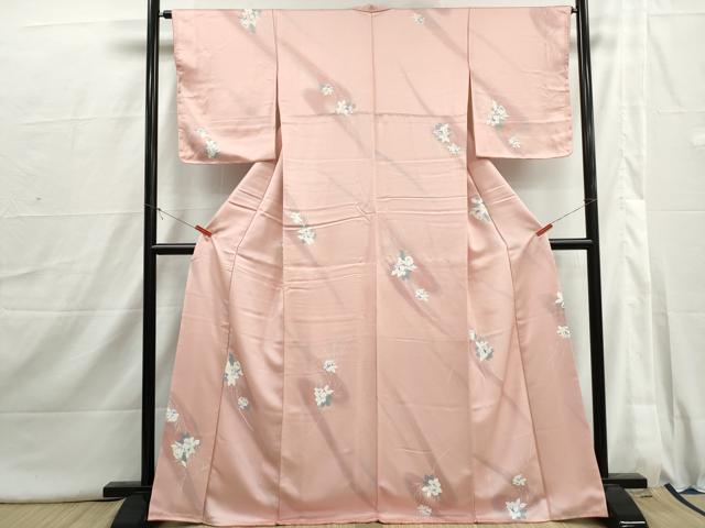 平和屋着物■上質な小紋　流水枝花文　暈し染め　正絹　逸品　DABI1698qa
