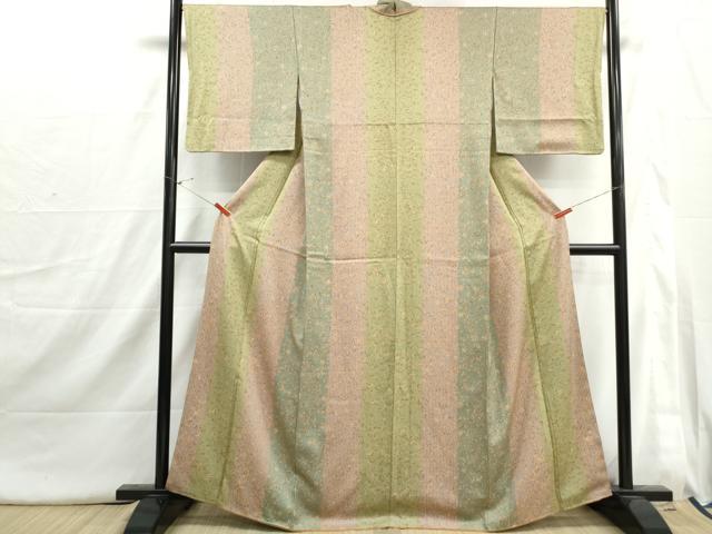 平和屋着物■上質な小紋　更紗花間道　正絹　逸品　DABI1701qa