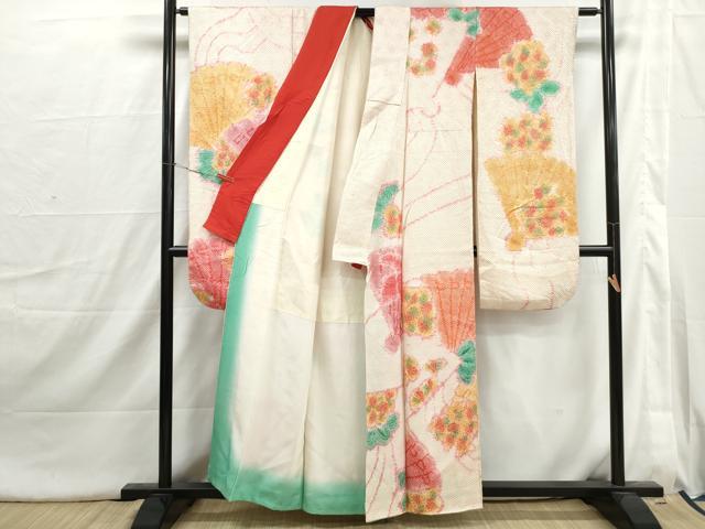 平和屋着物■豪華振袖　総絞り　扇面花文　正絹　逸品　DABI1708qa