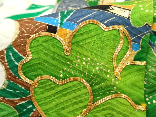 平和屋着物■豪華振袖　駒刺繍　御所車枝花文　暈し染め　金彩　正絹　逸品　DABI1709qa