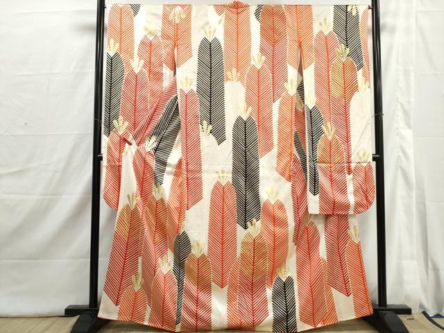平和屋着物■豪華振袖　駒刺繍　若松葉文　金彩　正絹　逸品　DABI1710qa