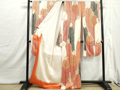 平和屋着物■豪華振袖　駒刺繍　若松葉文　金彩　正絹　逸品　DABI1710qa