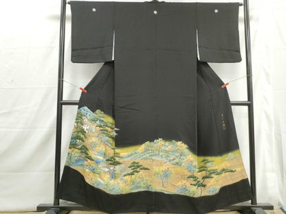 平和屋着物■豪華黒留袖　作家物　人物風景文　清水寺　暈し染め　金彩　正絹　逸品　DABI1711qa