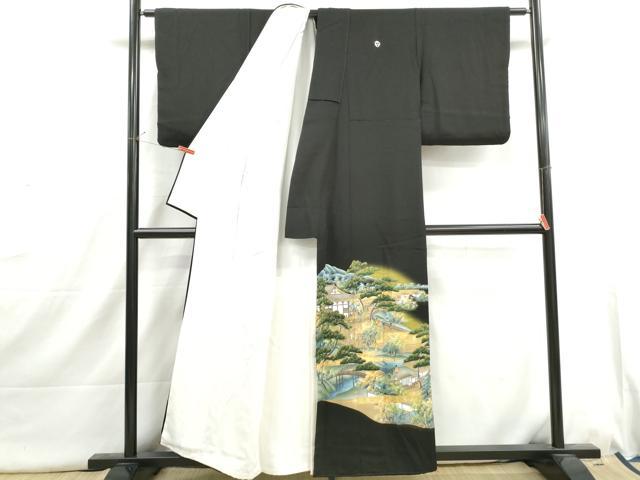 平和屋着物■豪華黒留袖　作家物　人物風景文　清水寺　暈し染め　金彩　正絹　逸品　DABI1711qa