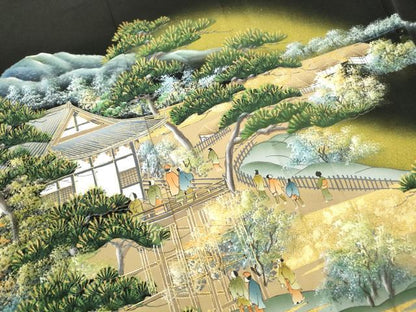 平和屋着物■豪華黒留袖　作家物　人物風景文　清水寺　暈し染め　金彩　正絹　逸品　DABI1711qa