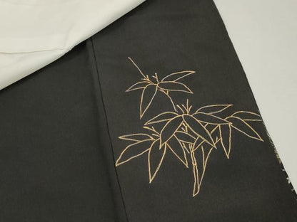 平和屋着物■豪華黒留袖　駒刺繍　流水檜扇文　松竹梅　金銀彩　正絹　逸品　DABI1713qa