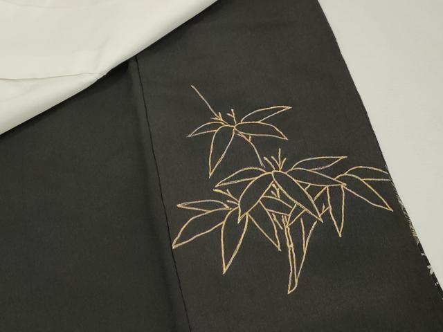 平和屋着物■豪華黒留袖　駒刺繍　流水檜扇文　松竹梅　金銀彩　正絹　逸品　DABI1713qa