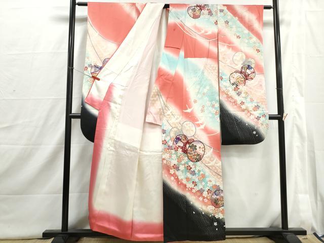 平和屋着物■谷崎潤一郎の世界　振袖　刺繍　群鶴花鼓文　暈し染め　金彩　正絹　逸品　DABI1714qa