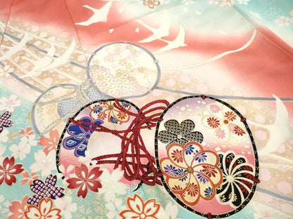 平和屋着物■谷崎潤一郎の世界　振袖　刺繍　群鶴花鼓文　暈し染め　金彩　正絹　逸品　DABI1714qa