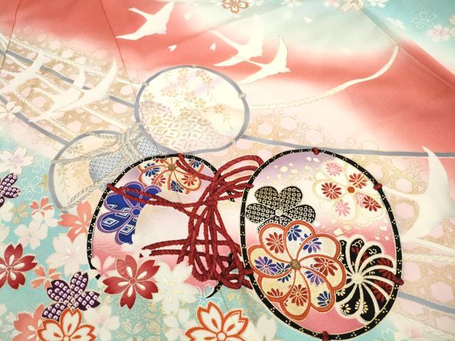 平和屋着物■谷崎潤一郎の世界　振袖　刺繍　群鶴花鼓文　暈し染め　金彩　正絹　逸品　DABI1714qa
