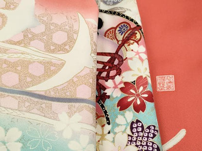 平和屋着物■谷崎潤一郎の世界　振袖　刺繍　群鶴花鼓文　暈し染め　金彩　正絹　逸品　DABI1714qa