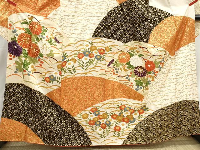 平和屋着物■豪華振袖　駒刺繍　青海波花文　金彩　正絹　逸品　DABI1715qa